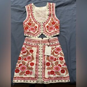 Spell set. Never worn, new with tags. Skirt XS Vest S